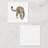 Carte De Correspondance aquarelle léopard jungle chat peint vert animal (Devant / Derrière)