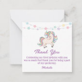 Carte De Correspondance aquarelle licorne merci fille 1er anniversaire (Devant)