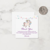 Carte De Correspondance aquarelle licorne merci fille 1er anniversaire (Devant/Arrière en situation)