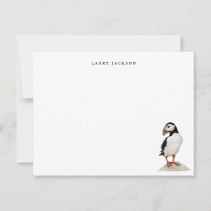 Carte De Correspondance Aquarelle Macareux Oiseau Personnalisé Plat