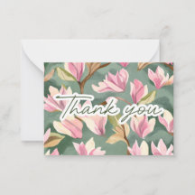 Aquarelle Magnolias de Gratitude Merci Note