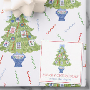 Carte De Correspondance Aquarelle Mahjong Christmas Tree
