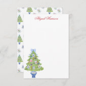 Carte De Correspondance Aquarelle Mahjong sapin de Noël personnalisé (Devant / Derrière)