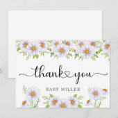 Carte De Correspondance Aquarelle marguerite | Merci floral (Devant / Derrière)