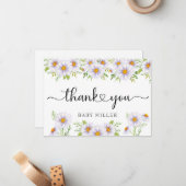 Carte De Correspondance Aquarelle marguerite | Merci floral (Devant/Arrière en situation)