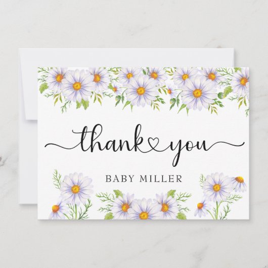 Carte De Correspondance Aquarelle marguerite | Merci floral (Devant)