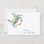 Carte De Correspondance Aquarelle Merci de crabe bleu (Devant)