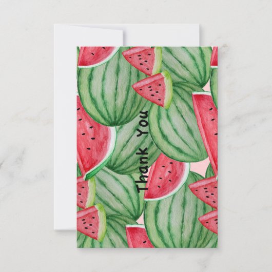 Carte De Correspondance Aquarelle Merci de pastèque (Devant)