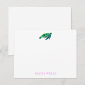 Carte De Correspondance Aquarelle Merci de tortue marine (Devant / Derrière)
