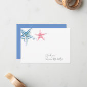 Carte De Correspondance Aquarelle Merci Starfish (Devant/Arrière en situation)