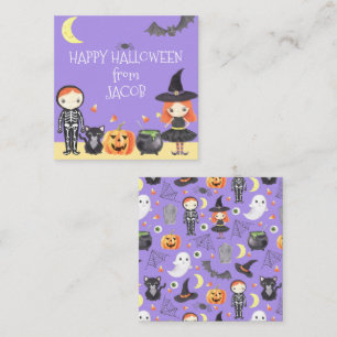 Carte De Correspondance Aquarelle mignonne Costume Halloween Enfants Cadea