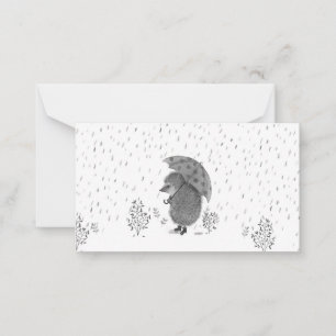 Carte De Correspondance Aquarelle mignonne Hérisson Rainy Day Whimsical