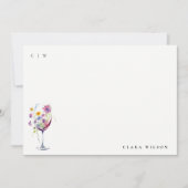 Carte De Correspondance Aquarelle minimale Floral Vin Mariage (Devant)