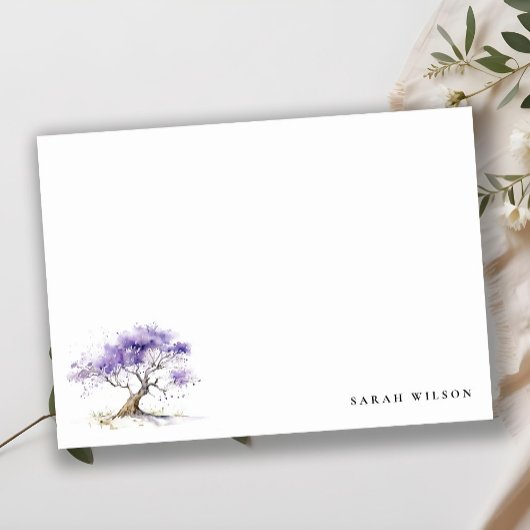 Carte De Correspondance Aquarelle minimale Lilac Jacaranda Mariage arbre