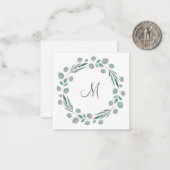 Carte De Correspondance Aquarelle 'Mixte Feuille Eucalyptus' (Devant/Arrière en situation)