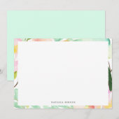 Carte De Correspondance Aquarelle moderne Cadre Floral été (Devant / Derrière)