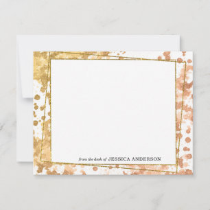 Carte De Correspondance Aquarelle moderne or beige Brush Strots Cadre