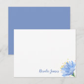 Carte De Correspondance Aquarelle moderne simple Fleur bleue personnalisée (Devant / Derrière)