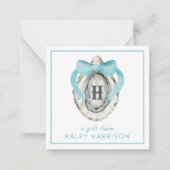 Carte De Correspondance Aquarelle Monogramme Côte Bleu Bow Huître (Devant)