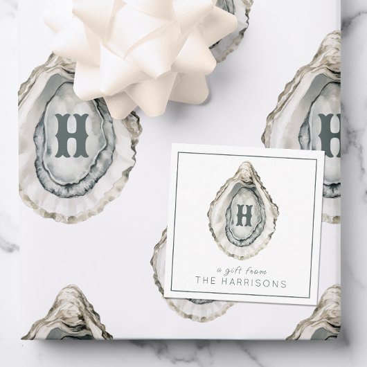 Carte De Correspondance Aquarelle Monogramme Huître côtière