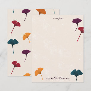 Carte De Correspondance Aquarelle Motif Ginkgo Leaf Automne Couleurs d'aut
