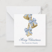 Carte De Correspondance Aquarelle Noël bleu Chinoiserie Bow Bells (Devant)