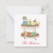 Carte De Correspondance Aquarelle Noël Champagne Bar Panier Enceinte (Devant)