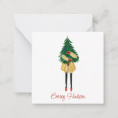 Carte De Correspondance Aquarelle Noël Mode fille Enceinte cadeau (Devant)