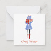 Carte De Correspondance Aquarelle Noël Mode fille Enceinte cadeau (Devant)