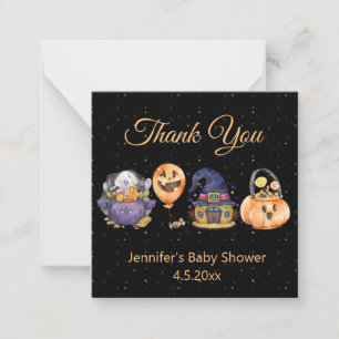 Carte De Correspondance aquarelle noire baby shower halloween merci