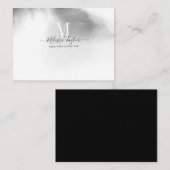 Carte De Correspondance Aquarelle noire et blanche Abstraite Monogramme (Devant / Derrière)
