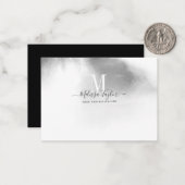 Carte De Correspondance Aquarelle noire et blanche Abstraite Monogramme (Devant/Arrière en situation)