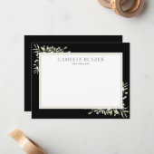 Carte De Correspondance Aquarelle noire simple et blanche (Devant/Arrière en situation)