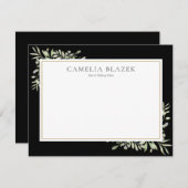 Carte De Correspondance Aquarelle noire simple et blanche (Devant / Derrière)