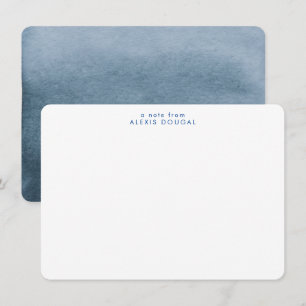 Carte De Correspondance Aquarelle Ombre Bleu Simple Minimal Personnel