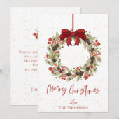 Carte De Correspondance Aquarelle Orange Berries Wreath Joyeux Noël (Devant / Derrière)