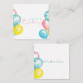 Carte De Correspondance Aquarelle Pastel Joyeux Anniversaire Bright Belle (Devant / Derrière)