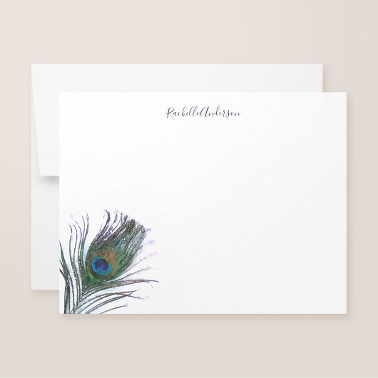 Carte De Correspondance Aquarelle Peacock Feather personnalisée