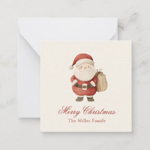 Carte De Correspondance Aquarelle Père Noël vintage Noël