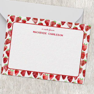 Carte De Correspondance Aquarelle personnalisée de fraise
