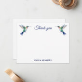 Carte De Correspondance Aquarelle personnalisée Merci de colibri (Devant/Arrière en situation)