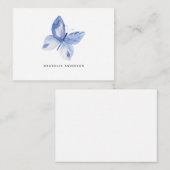Carte De Correspondance Aquarelle personnalisée Papillon bleu (Devant / Derrière)