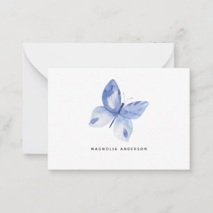 Carte De Correspondance Aquarelle personnalisée Papillon bleu