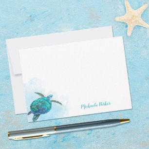 Carte De Correspondance Aquarelle personnalisée Tortue de mer
