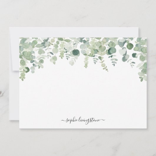 Carte De Correspondance Aquarelle personnalisée Vert Eucalyptus Feuilles (Devant)