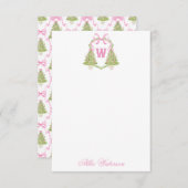 Carte De Correspondance Aquarelle Pink Nutcracker Monogram Crest (Devant / Derrière)