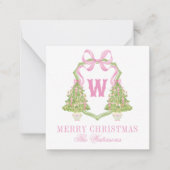 Carte De Correspondance Aquarelle Pink Nutcracker Monogram Crest (Devant)
