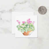 Carte De Correspondance Aquarelle pointillée Cyclamen (Devant/Arrière en situation)