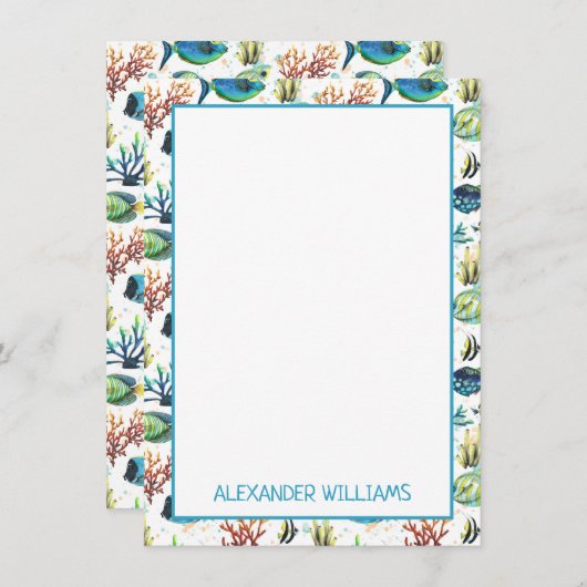 Carte De Correspondance Aquarelle Poisson Tropical Personnalisé (Devant / Derrière)