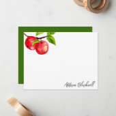 Carte De Correspondance Aquarelle Pommes rouges Nom de l'enseignant person (Devant/Arrière en situation)